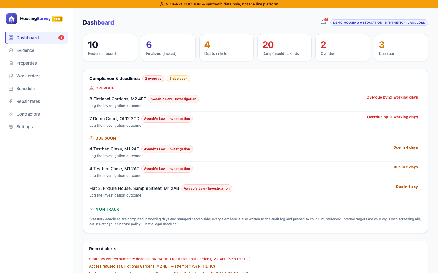 HousingSurvey Pro™ management portal dashboard